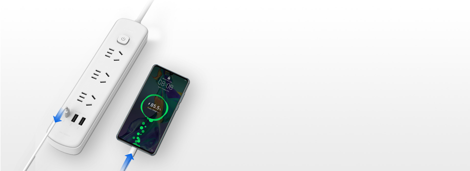 充電不需久等
 20W大功率插線板，手機...