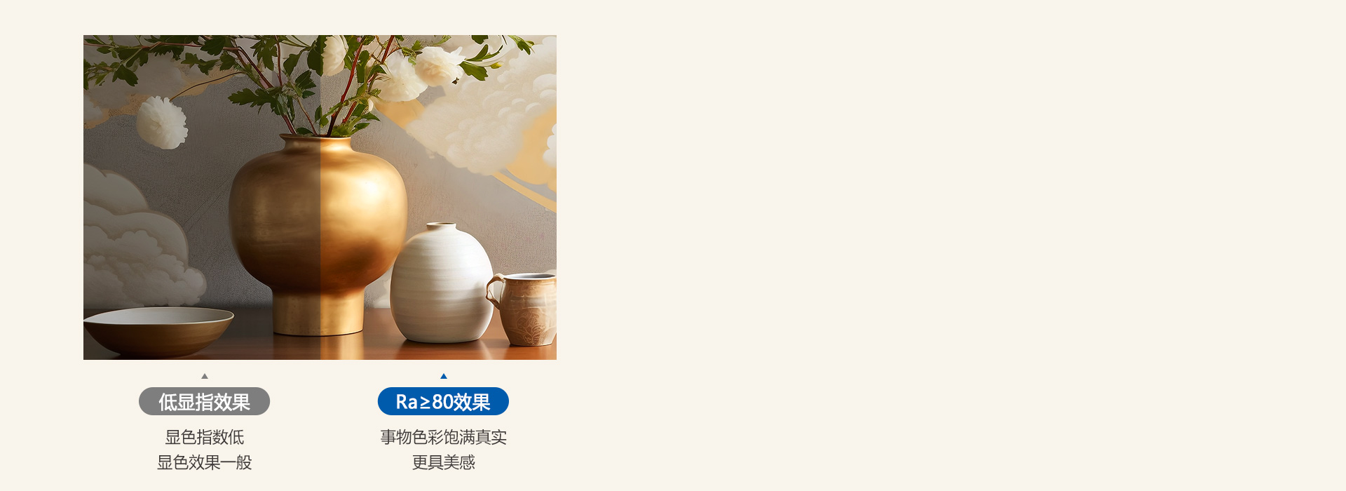 看見本真之美
 顯色指數Ra≥80，光線...