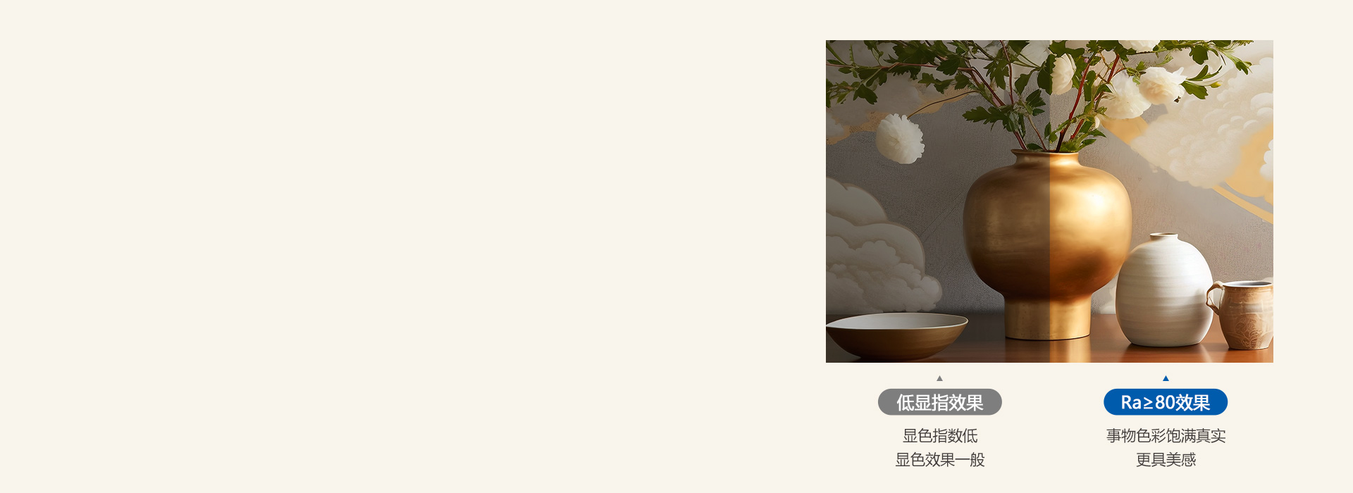 看見本真之美
 顯色指數Ra≥80，光線...